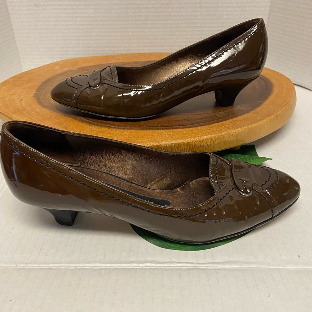 Peter Kaiser Brown Patent leather Loafer Heels